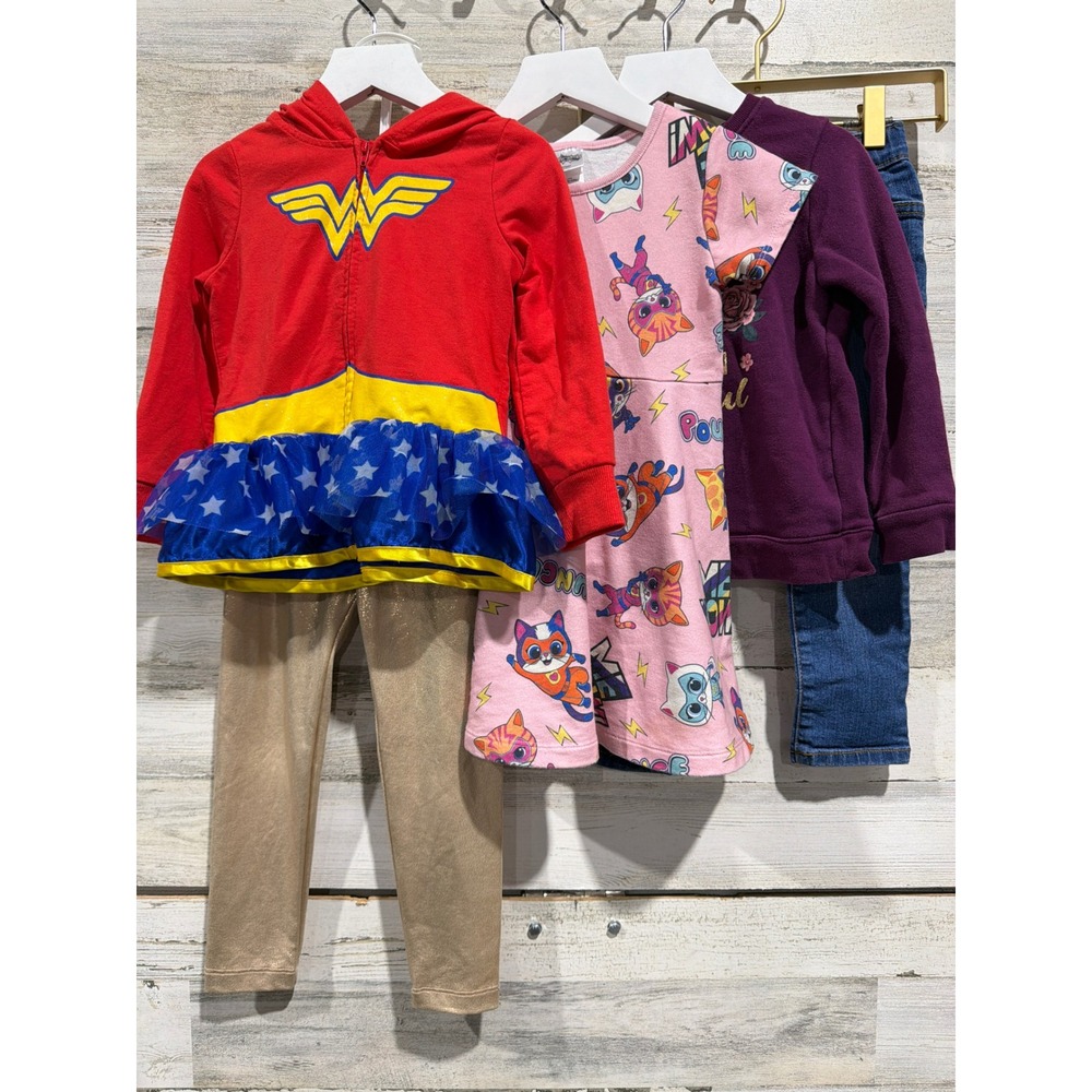 Childrens Place Old Navy Girls 3T 4T 5pc Bundle Wonder Woman Jeans EUC